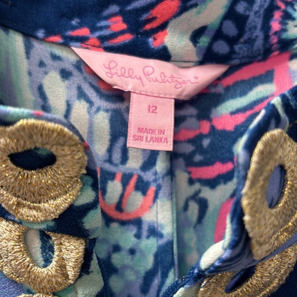 Lilly Pulitzer Blue and Gold Dress - Picture 3 of 4